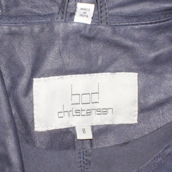 Bod & Christensen Womens Sz 8 Genuine Leather Eye Hook Front Moto Drape Jacket - Picture 6 of 12